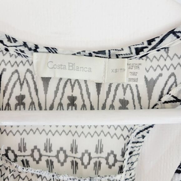 Costa Blanca Sheer Tribal Button Down Tank Top - Picture 3 of 9